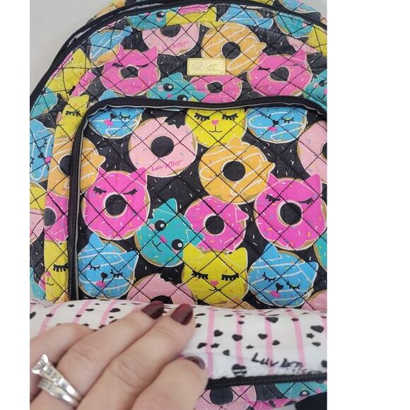 Betsey Johnson Backpack Donut Cat Face Fun Backpack Travel Weekender School Bag - Picture 7 of 11